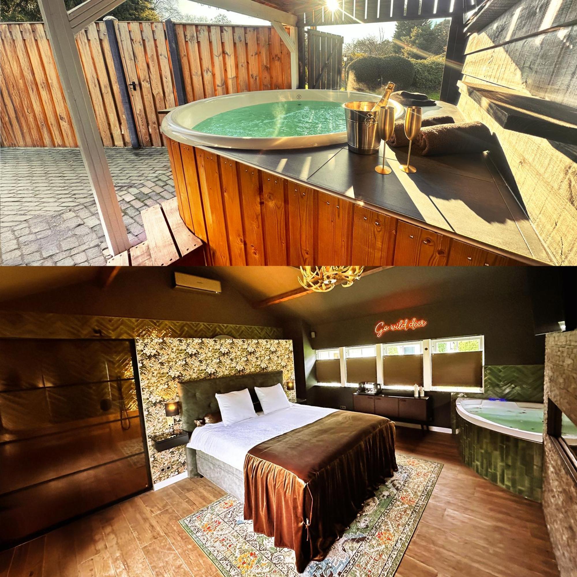 Wellness Tuin - Ultieme Partner Beleving - St Hubertus Suite Met Jacuzzi ,Openhaard, Prive Hottub En Prive Sauna In Jachthut Stijl 호스트 외부 사진